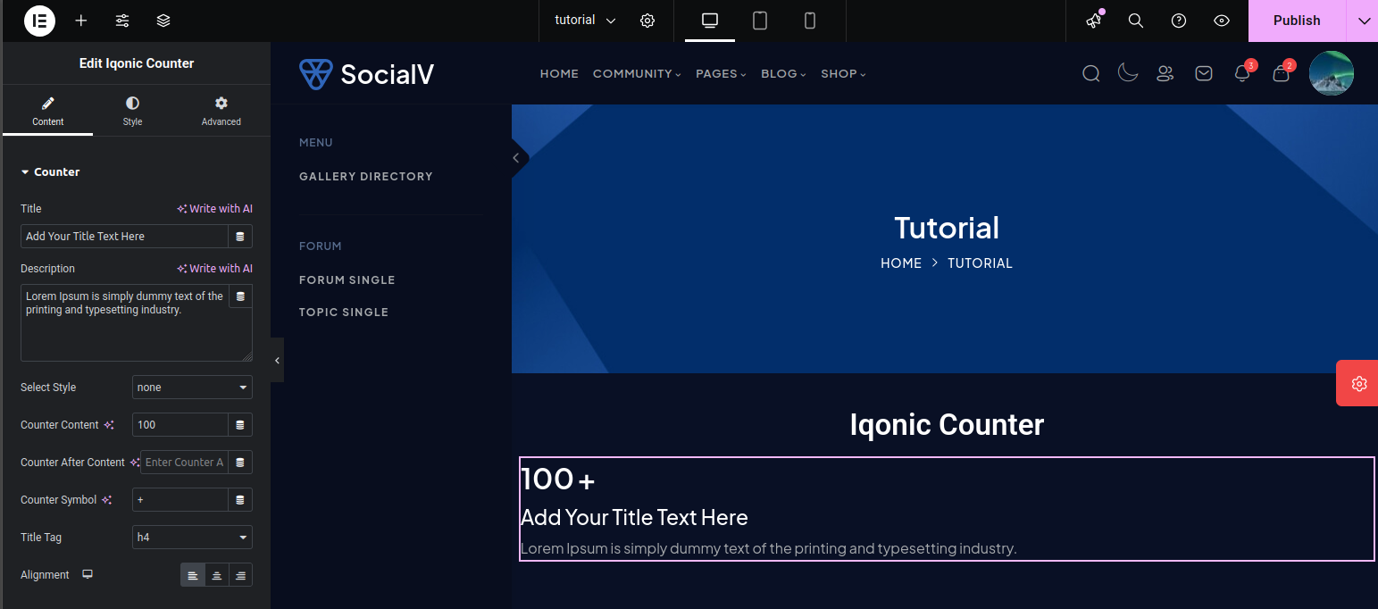 Iqonic Counter Widget